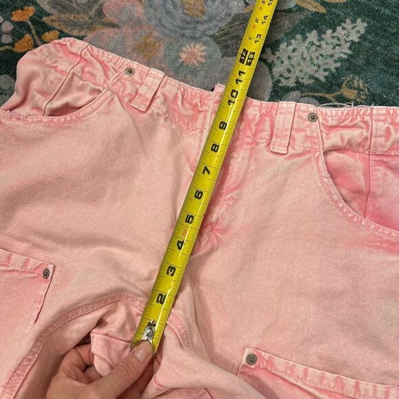 Free People Jeans Pants Pink Denim 8 Cargo Supersonic Slim Crop Trouser balloon - Picture 8 of 9